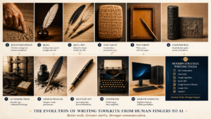The Evolution of Writing Toolkits: From Human Fingers to AI